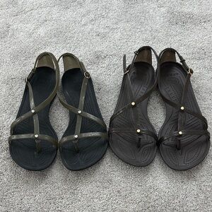 CROCS Women's Sandals in Black and Brown  2 pair